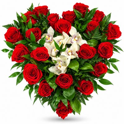Roses & Orchids Heart